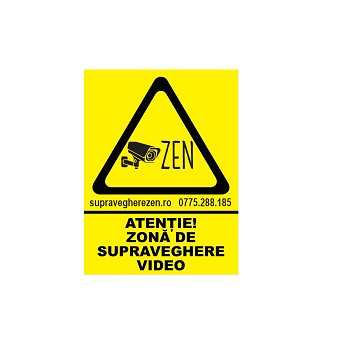 Sticker Autocolant, atentie zona supraveghere video