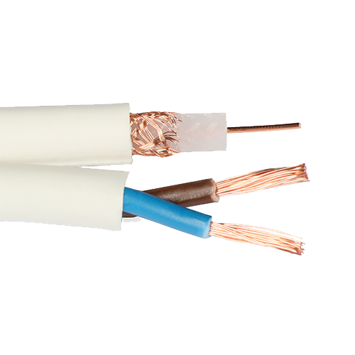 CABLU COAXIAL RG59+ALIMENTARE 2X075 ALB LA M