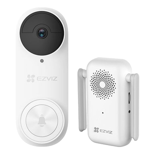 Kit sonerie video EZVIZ, conexiune Wi-Fi, rezolutie 3k, acumulator 5200mAh, PIR detectie miscare, unghi vizualizare ultra-larg, slot SDcard